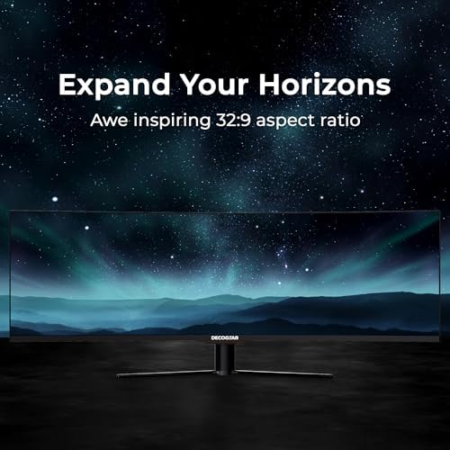 Deco Gear DGOLED49 QD OLED 49 inch QD OLED 5120 x 1440  DQHD  Computer Monitor  144Hz  Adaptive Sync  USB C 90W PD  HDMI  Display Port  VESA Mountable  Tilt  Height Adjustable  Speaker  0 03ms  Black
