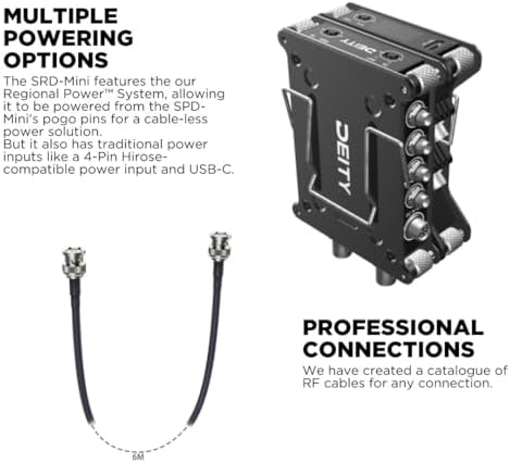 Deity SRD Mini Portable Ultra Lightweight 4 Channel Radio Frequency Distribution Device  Black  Bundle with Deity BF1 470MHz 1GHz Omnidirectional Lightweight Butterfly Antenna  Black   2 Items 