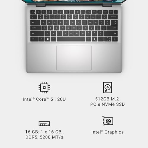 Dell 14 Laptop DC14250 14 0 inch FHD  Anti Glare Display  Intel Core 5 120U Processor  Intel Graphics  16GB RAM  512GB SSD  English AI Backlit Keyboard  Fingerprint Reader  Windows 11 Home   Silver