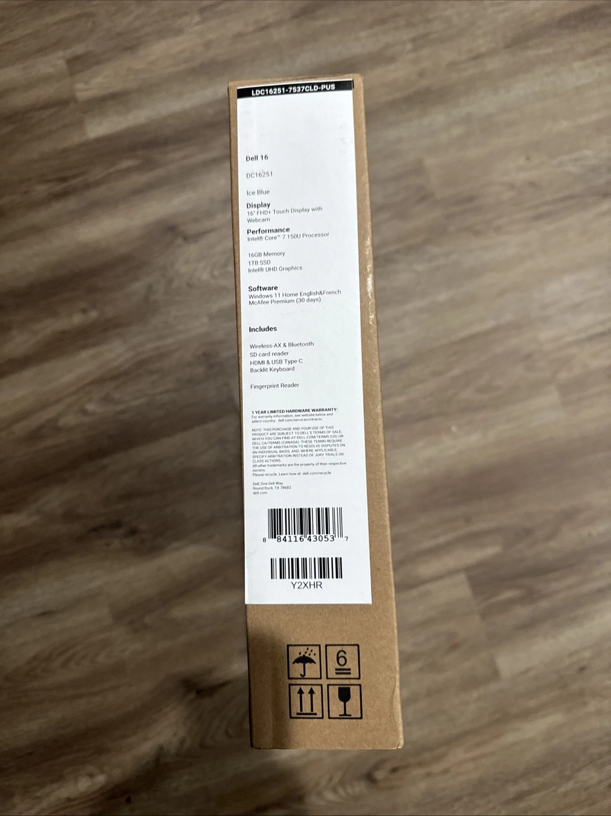 Dell 16 Laptop DC16251  16" FHD  Touchscreen  Intel i 7 150U 16GB Ram 1TB SSD