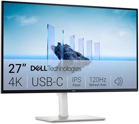 Dell 27 Plus 4K USB C Monitor   S2725QC   27 inch 4K  3840 x 2160  120Hz 16 9 Display  AMD FreeSync Premium  sRGB 99   Integrated Speakers  1500 1 Contrast Ratio  Comfortview Plus   Ash White