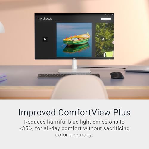 Dell 27 Plus 4K USB C Monitor   S2725QC   27 inch 4K  3840 x 2160  120Hz 16 9 Display  AMD FreeSync Premium  sRGB 99   Integrated Speakers  1500 1 Contrast Ratio  Comfortview Plus   Ash White