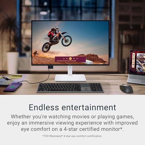 Dell 27 Plus 4K USB C Monitor   S2725QC   27 inch 4K  3840 x 2160  120Hz 16 9 Display  AMD FreeSync Premium  sRGB 99   Integrated Speakers  1500 1 Contrast Ratio  Comfortview   Ash White