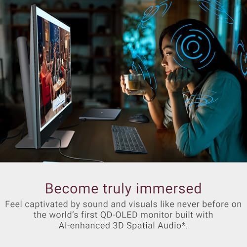Dell 32 Plus 4K QD OLED Monitor S3225QC   31 6 inch  3840 x 2160  120Hz 0 03ms Display  AI Enhanced 3D Spatial Audio  Height/Tilt/Swivel/Slant Adjustment   Ash White