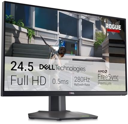 Dell G2524H Gaming Monitor   24 5 inch FHD  1920x1080  280Hz 0 5Ms Display  AMD FreeSync NVIDIA G SYNC Adaptive Sync Technology  Height/Pivot/Swivel/Tilt Adjustability   Black