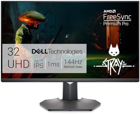 Dell G3223Q Gaming Monitor   32 Inch 4K Ultra UHD  3840x2160   144Hz 1Ms Display  AMD FreeSync NVIDIA G SYNC Compatible  Height/Swivel/Tilt Adjustability  3Yr Advanced Exchange   Black