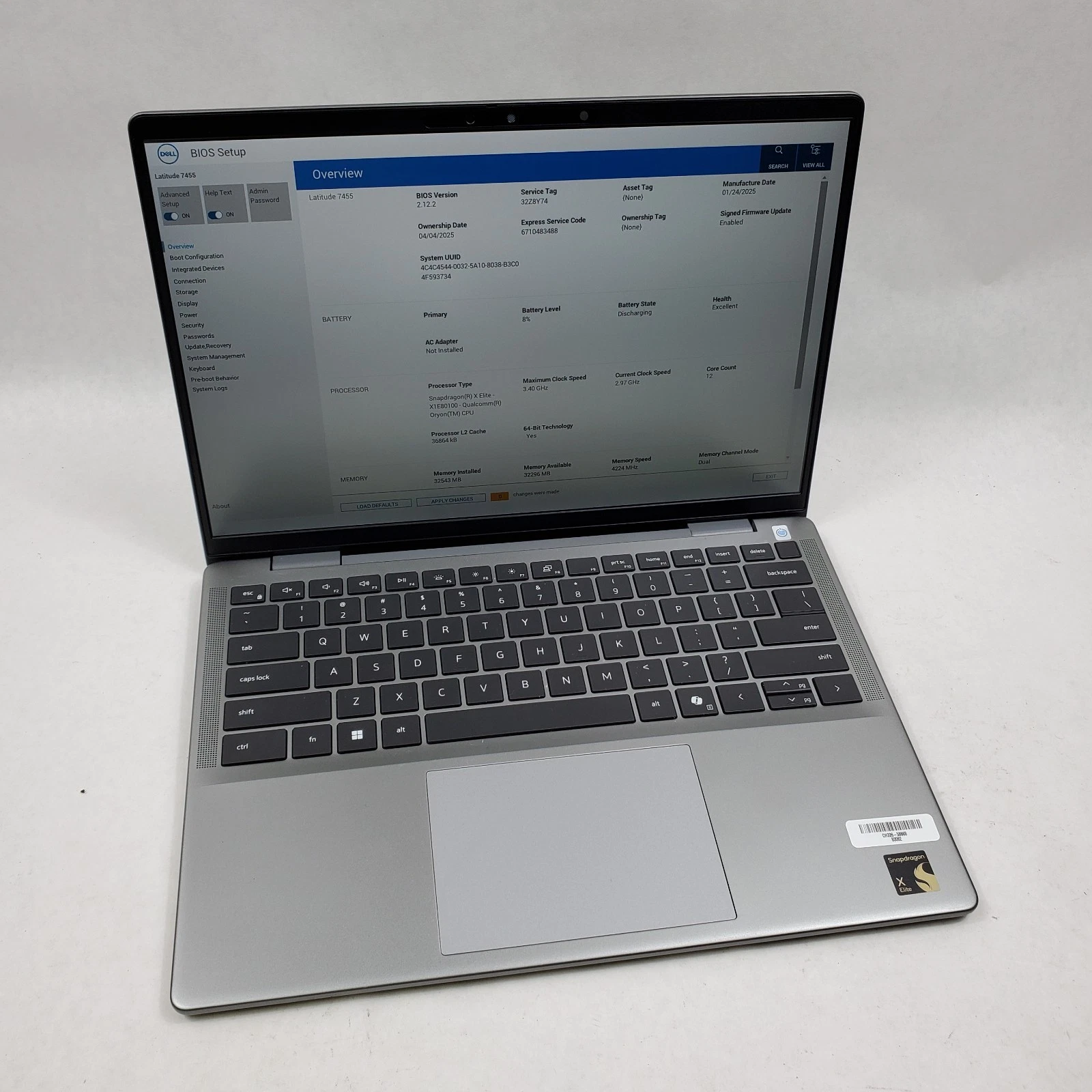 Dell Latitude 7455 14 QHD  TOUCH 3 8GHz Snapdragon X Elite 32GB 1TB SSD No OS