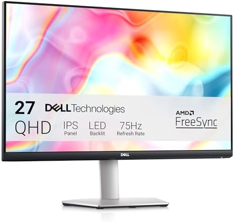Dell S2722DC Monitor   27 inch WQHD  2560x1440  75Hz 4Ms Display  AMD FreeSync  Built in Speaker  USB Type C Connectivity  Height/Pivot/Swivel/Tilt Adjust   Platinum Silver