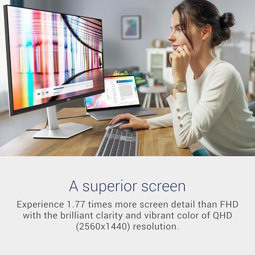 Dell S2722DC Monitor   27 inch WQHD  2560x1440  75Hz 4Ms Display  AMD FreeSync  Built in Speaker  USB Type C Connectivity  Height/Pivot/Swivel/Tilt Adjust   Platinum Silver