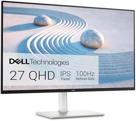 Dell S2722DC Monitor   27 inch WQHD  2560x1440  75Hz 4Ms Display  AMD FreeSync  Built in Speaker  USB Type C Connectivity  Height/Pivot/Swivel/Tilt Adjust   Platinum Silver