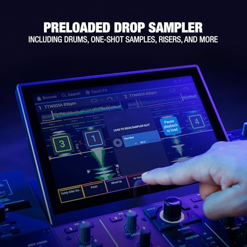 Denon DJ PRIME 4  Standalone DJ Controller with Stem Separation on 4 Decks  Wi Fi Streaming  Drop Sampler Mixer  10 1 Touchscreen  Light Control