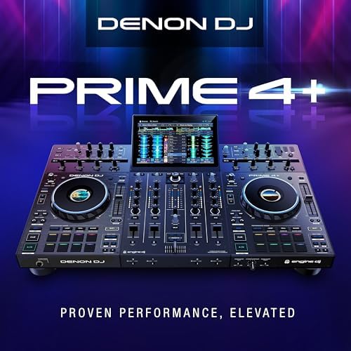Denon DJ PRIME 4  Standalone DJ Controller with Stem Separation on 4 Decks  Wi Fi Streaming  Drop Sampler Mixer  10 1 Touchscreen  Light Control