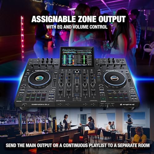 Denon DJ PRIME 4  Standalone DJ Controller with Stem Separation on 4 Decks  Wi Fi Streaming  Drop Sampler Mixer  10 1 Touchscreen  Light Control