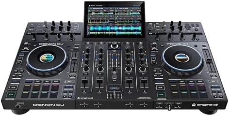 Denon DJ PRIME 4  Standalone DJ Controller with Stem Separation on 4 Decks  Wi Fi Streaming  Drop Sampler Mixer  10 1 Touchscreen  Light Control