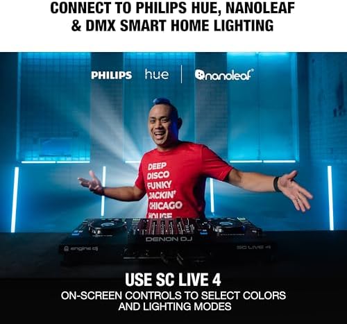 Denon DJ SC LIVE 4 Standalone DJ Controller with Stem Separation on 4 Decks  Wi Fi Streaming  Build in Speakers  Serato DJ and Virtual DJ Compatible