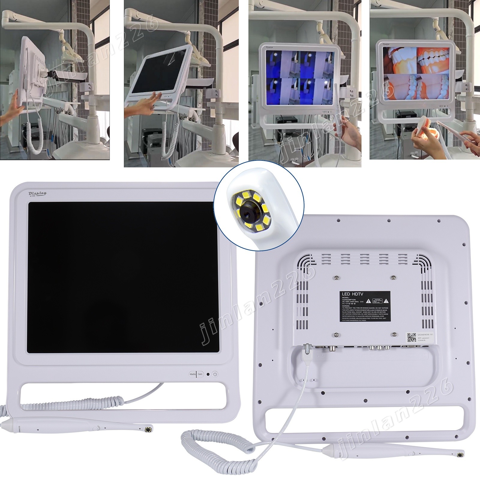 Dental Intra Oral Camera Wireless Dental with 17inch Screen Monitor Holder