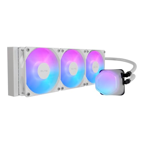 Design by Cooler Master 360 Elite Liquid White AIO CPU Liquid Cooler  R9 Ultra 7  Ceramic Bearing Pump  Translucent aRGB Cover  360 Radiator  PWM Fans  AMD Ryzen AM5 4  Intel LGA 1851 1700 Platform