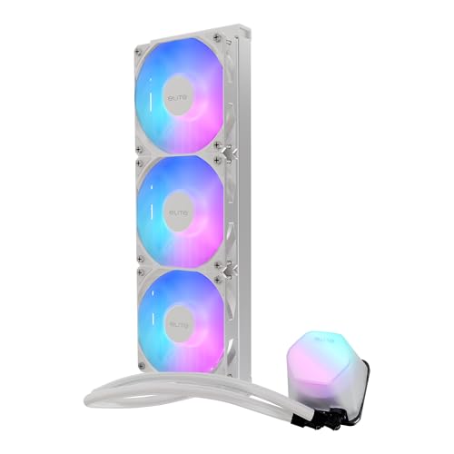 Design by Cooler Master 360 Elite Liquid White AIO CPU Liquid Cooler  R9 Ultra 7  Ceramic Bearing Pump  Translucent aRGB Cover  360 Radiator  PWM Fans  AMD Ryzen AM5 4  Intel LGA 1851 1700 Platform