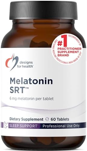 Designs for Health Time Release Melatonin SRT   Melatonin Supplement for Sleep   Sleep Supplement for Adults  6mg Per Tablet   Vegan   Non GMO  60 Tablets