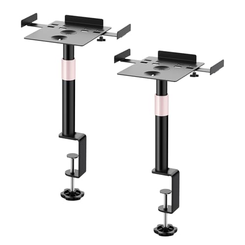 Desk Clamp Studio Monitor Speaker Stands Set of 2  Desktop Projector Stands 25  Tilt Angle Mount Height Adjustable  Tray Width from 7 to 11  Load Capacity 55 lbs