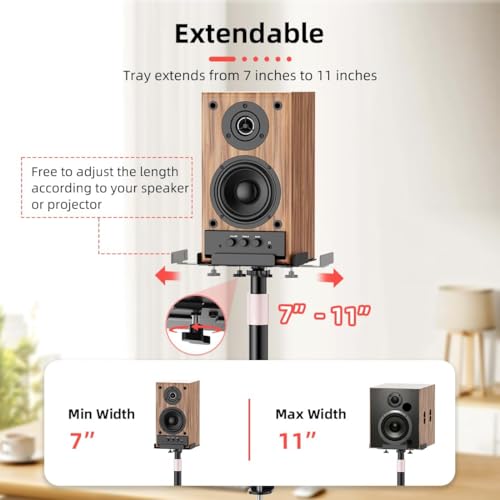 Desk Clamp Studio Monitor Speaker Stands Set of 2  Desktop Projector Stands 25  Tilt Angle Mount Height Adjustable  Tray Width from 7 to 11  Load Capacity 55 lbs