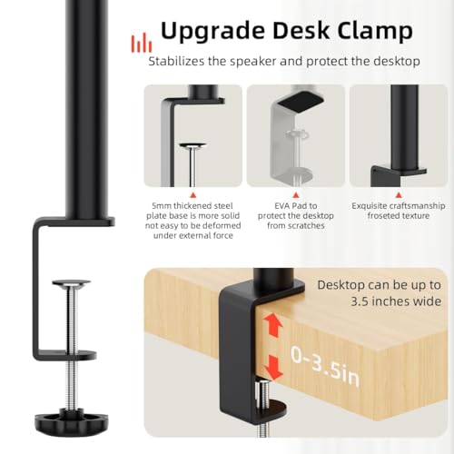 Desk Clamp Studio Monitor Speaker Stands Set of 2  Desktop Projector Stands 25  Tilt Angle Mount Height Adjustable  Tray Width from 7 to 11  Load Capacity 55 lbs