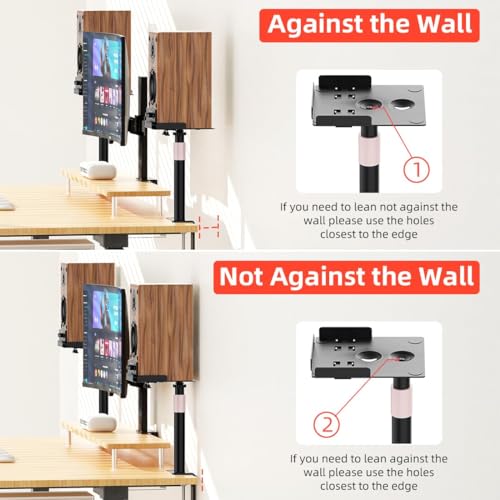Desk Clamp Studio Monitor Speaker Stands Set of 2  Desktop Projector Stands 25  Tilt Angle Mount Height Adjustable  Tray Width from 7 to 11  Load Capacity 55 lbs