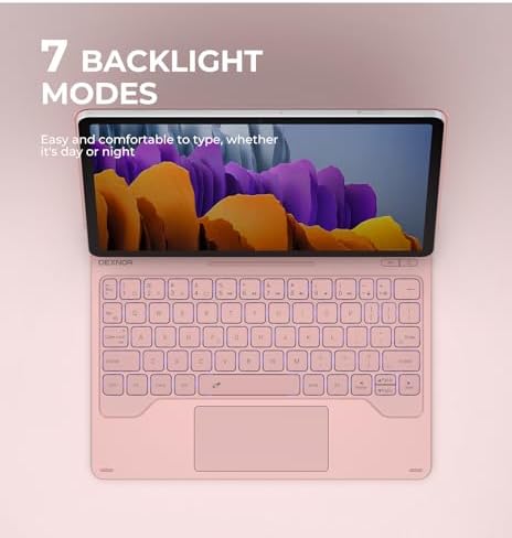 Dexnor Keyboard Case for Samsung Galaxy Tab S10 Lite/S10 FE/S9 FE 5G 10 9/S9 11 Case with Keyboard Magnetic Floating Cantilever Stand Multi Touch Trackpad Wireless Backlit with S Pen Holder  Pink