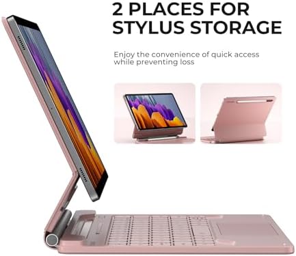 Dexnor Keyboard Case for Samsung Galaxy Tab S10 Lite/S10 FE/S9 FE 5G 10 9/S9 11 Case with Keyboard Magnetic Floating Cantilever Stand Multi Touch Trackpad Wireless Backlit with S Pen Holder  Pink