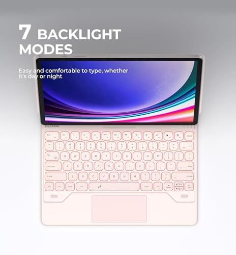 Dexnor for Samsung Galaxy Tab S10  Plus/S9  Plus/S9 FE  Plus/S8  Plus/S7  Plus/S7 FE Case with Keyboard 12 4 Floating Cantilever Magnetic Stand Multi Touch Trackpad Backlit S Pen Holder   Pink