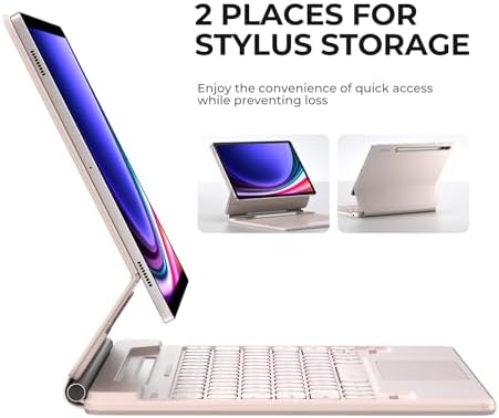 Dexnor for Samsung Galaxy Tab S10  Plus/S9  Plus/S9 FE  Plus/S8  Plus/S7  Plus/S7 FE Case with Keyboard 12 4 Floating Cantilever Magnetic Stand Multi Touch Trackpad Backlit S Pen Holder   Pink