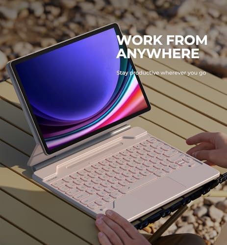 Dexnor for Samsung Galaxy Tab S10  Plus/S9  Plus/S9 FE  Plus/S8  Plus/S7  Plus/S7 FE Case with Keyboard 12 4 Floating Cantilever Magnetic Stand Multi Touch Trackpad Backlit S Pen Holder   Pink