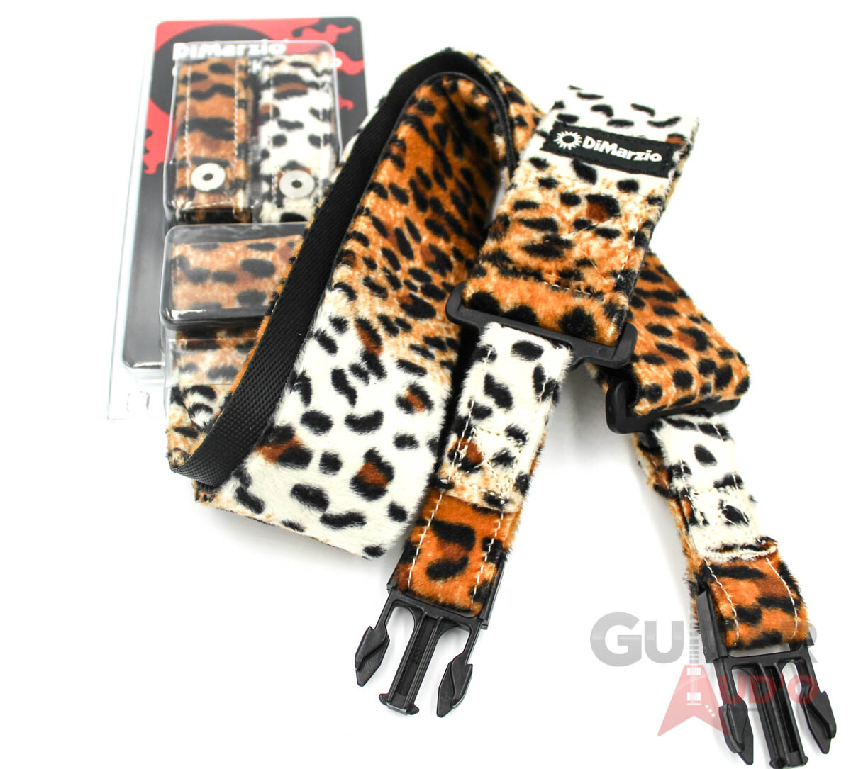 DiMarzio ClipLock Quick Release 2" Guitar Strap   CHEETAH FAUX FUR  DD2200CH