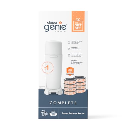 Diaper Genie Registry Gift Set   Includes Diaper Genie Complete Diaper Pail  8 Refill Bags  1 Carbon Filter   Perfect Starter Kit