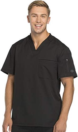 Dickies Dynamix Scrubs for Men Athletic Inspired V Neck Chest Pocket Scrub Top with Four Way Stretch & Moisture Wicking DK610