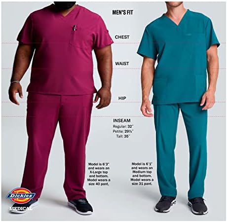 Dickies Dynamix Scrubs for Men Athletic Inspired V Neck Chest Pocket Scrub Top with Four Way Stretch & Moisture Wicking DK610