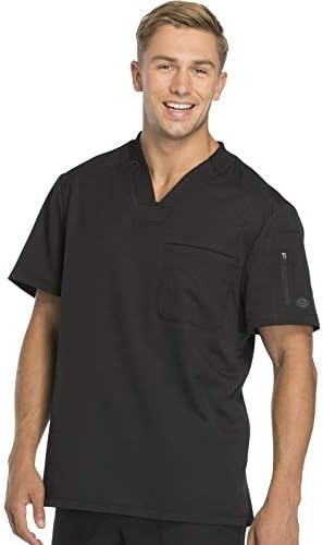 Dickies Dynamix Scrubs for Men Athletic Inspired V Neck Chest Pocket Scrub Top with Four Way Stretch & Moisture Wicking DK610