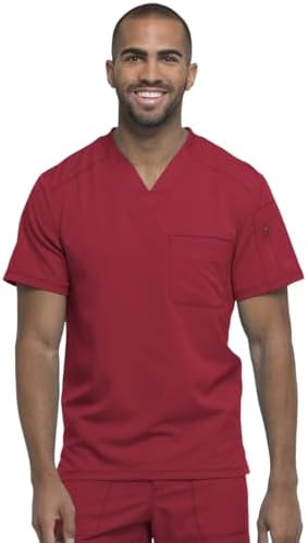Dickies Dynamix Scrubs for Men Athletic Inspired V Neck Chest Pocket Scrub Top with Four Way Stretch & Moisture Wicking DK610