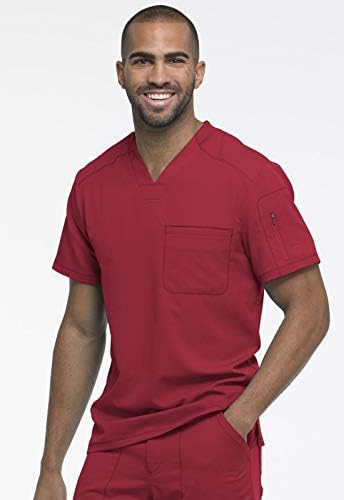 Dickies Dynamix Scrubs for Men Athletic Inspired V Neck Chest Pocket Scrub Top with Four Way Stretch & Moisture Wicking DK610