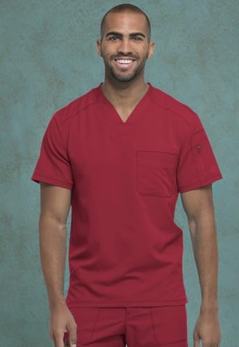 Dickies Dynamix Scrubs for Men Athletic Inspired V Neck Chest Pocket Scrub Top with Four Way Stretch & Moisture Wicking DK610