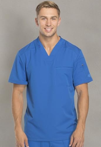 Dickies Dynamix Scrubs for Men Athletic Inspired V Neck Chest Pocket Scrub Top with Four Way Stretch & Moisture Wicking DK610