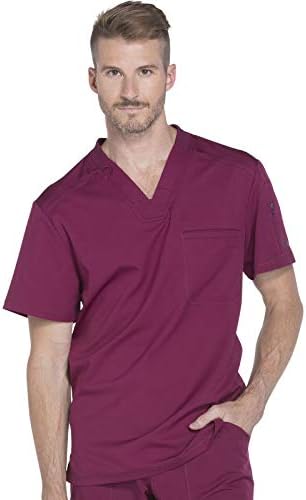 Dickies Dynamix Scrubs for Men Athletic Inspired V Neck Chest Pocket Scrub Top with Four Way Stretch & Moisture Wicking DK610