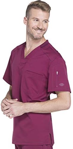 Dickies Dynamix Scrubs for Men Athletic Inspired V Neck Chest Pocket Scrub Top with Four Way Stretch & Moisture Wicking DK610