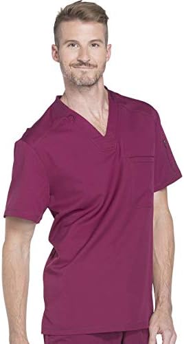 Dickies Dynamix Scrubs for Men Athletic Inspired V Neck Chest Pocket Scrub Top with Four Way Stretch & Moisture Wicking DK610