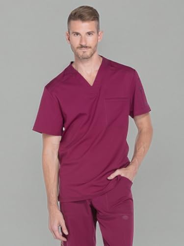 Dickies Dynamix Scrubs for Men Athletic Inspired V Neck Chest Pocket Scrub Top with Four Way Stretch & Moisture Wicking DK610