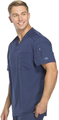 Dickies Dynamix Scrubs for Men Athletic Inspired V Neck Chest Pocket Scrub Top with Four Way Stretch & Moisture Wicking DK610