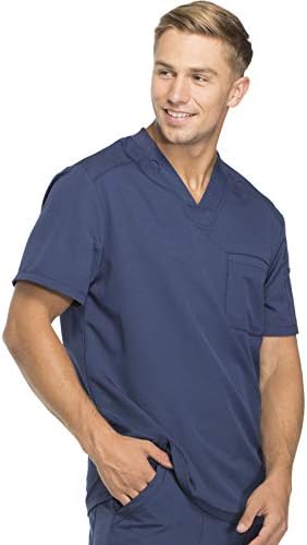 Dickies Dynamix Scrubs for Men Athletic Inspired V Neck Chest Pocket Scrub Top with Four Way Stretch & Moisture Wicking DK610