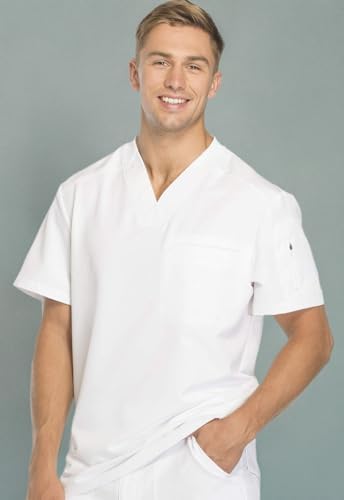 Dickies Dynamix Scrubs for Men Athletic Inspired V Neck Chest Pocket Scrub Top with Four Way Stretch & Moisture Wicking DK610
