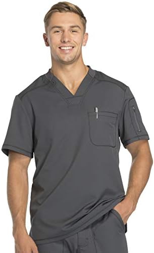 Dickies Dynamix Scrubs for Men Athletic Inspired V Neck Chest Pocket Scrub Top with Four Way Stretch & Moisture Wicking DK610
