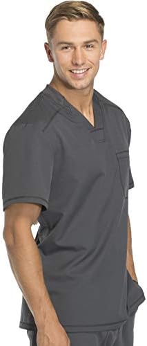 Dickies Dynamix Scrubs for Men Athletic Inspired V Neck Chest Pocket Scrub Top with Four Way Stretch & Moisture Wicking DK610